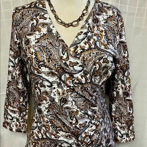 3/4 Length Sleeve Faux Wrap